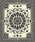 Intricate Black Mandala Damask Pattern Rug