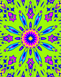 Bold Neon Symmetrical Starburst Design Rug