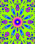 Bold Neon Symmetrical Starburst Design Rug