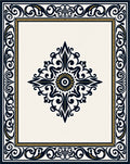 Ornate Floral Scrollwork Navy Gold Rug