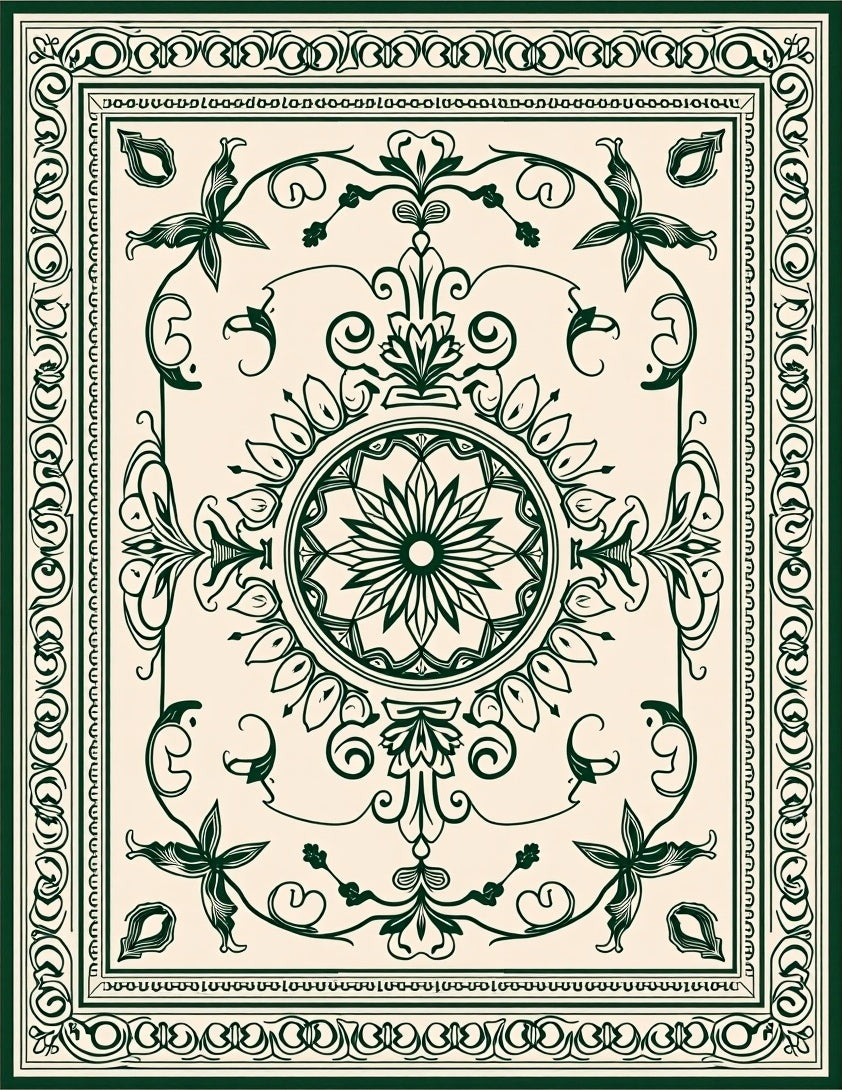 Classic Floral Scrollwork Medallion Design Rug