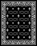 Black White Floral Scrolls Pattern Rug