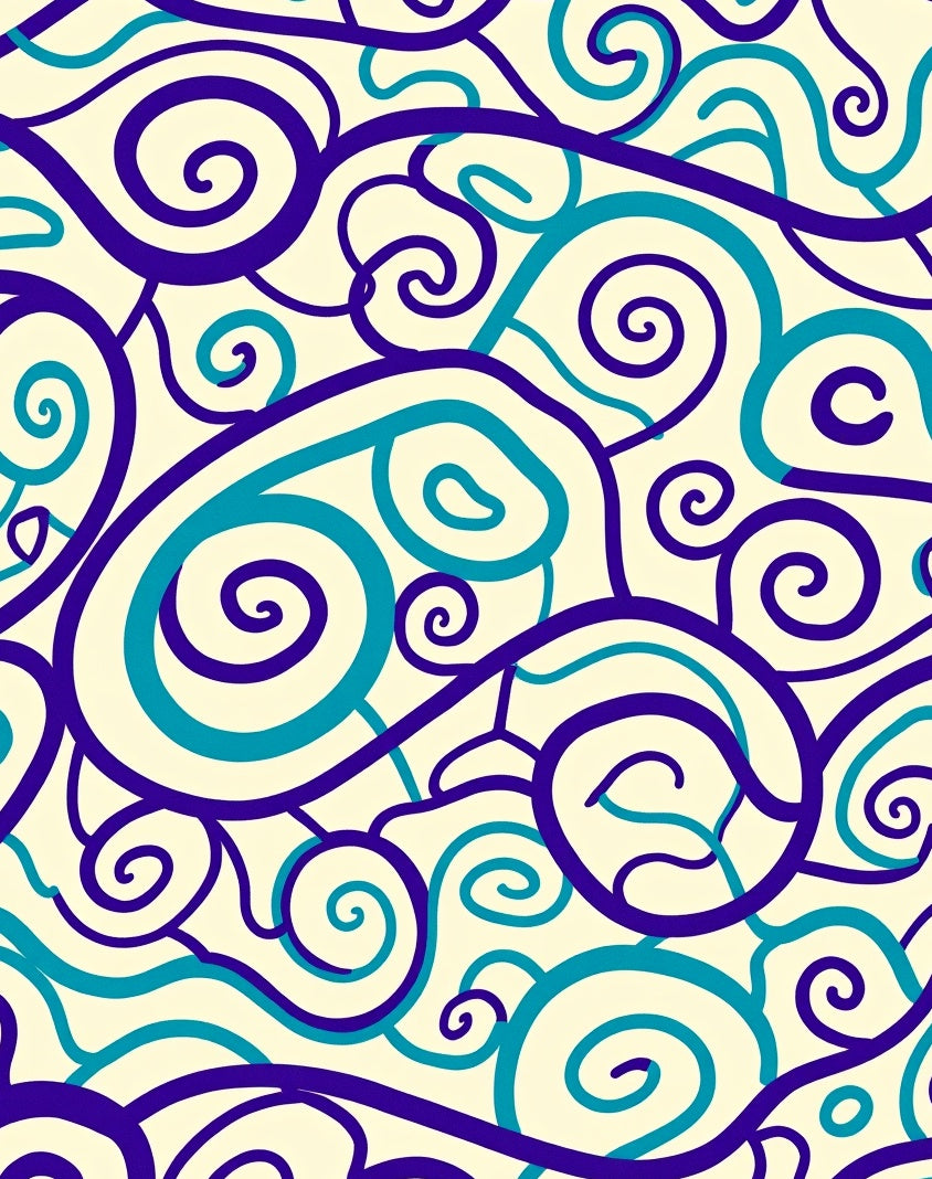 Swirling Blue And Teal Lines Rug