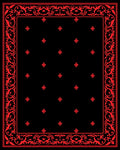 Bold Red Scroll Border Floral Rug