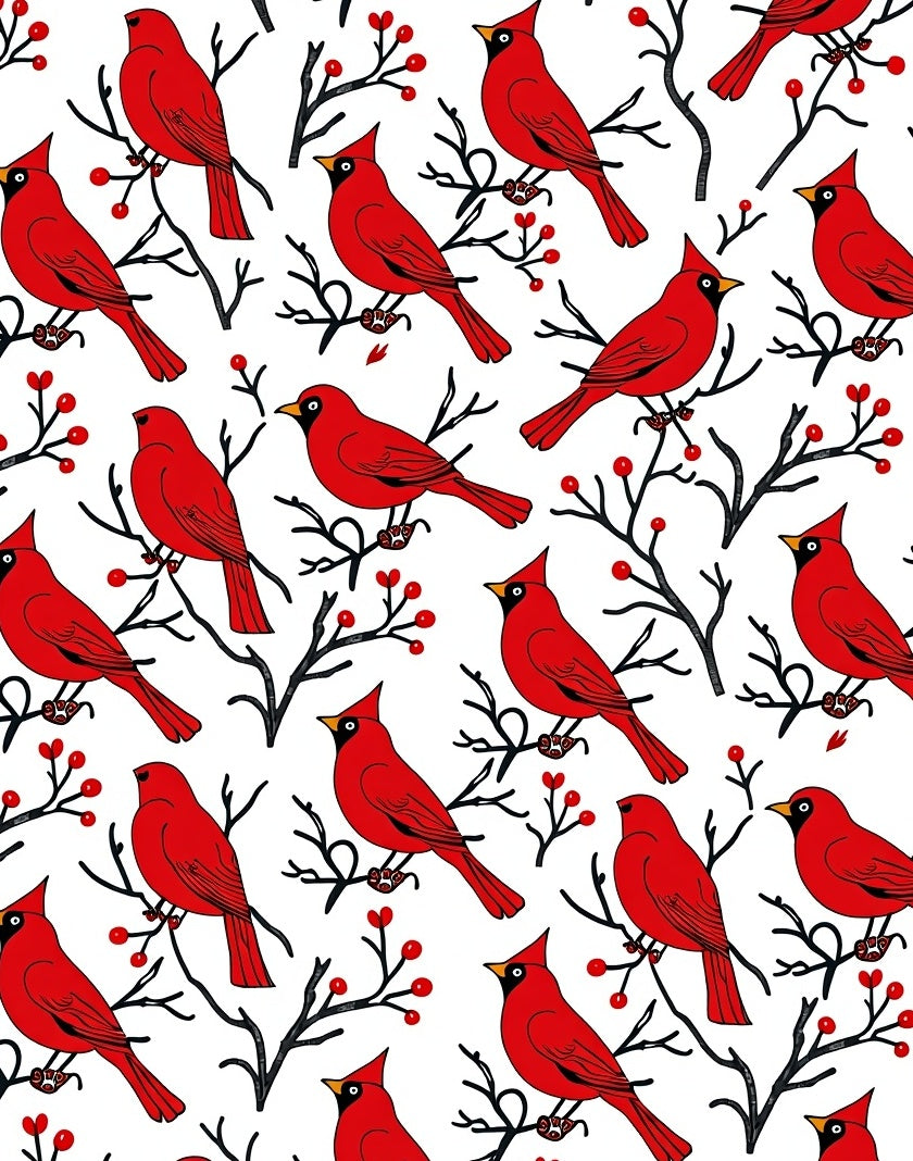 Red Cardinal Bird Winter Pattern Rug