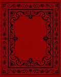 Ornate Black Scrollwork Red Rug