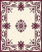 Ornate Floral Bordered Square Design Rug
