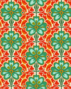 Emerald Green Floral Motif Pattern Rug