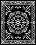 Bold Black White Medallion Floral Rug