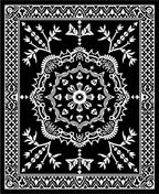 Bold Black White Medallion Floral Rug