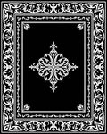 Black White Ornate Floral Scrollwork Rug