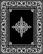 Black White Ornate Floral Scrollwork Rug