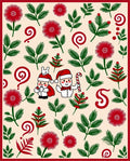 Christmas Cartoon Red Green Foliage Rug