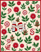 Christmas Cartoon Red Green Foliage Rug
