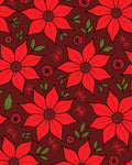 Bold Red Flower Botanical Pattern Rug