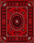 Red Geometric Mandala Border Rug
