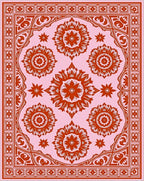 Coral Medallion Floral Pink Rug