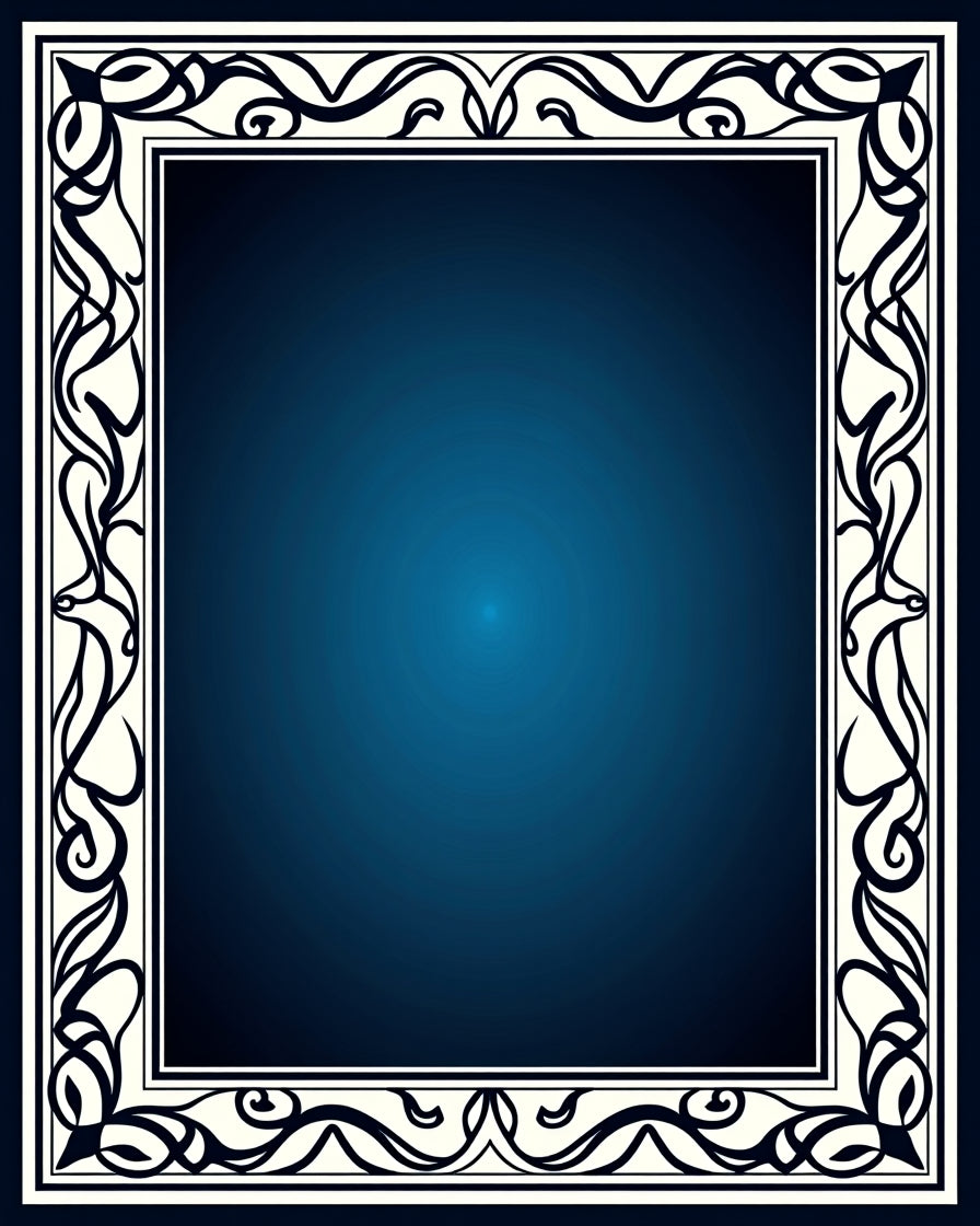 Classical Scrollwork Cream And Navy Rug