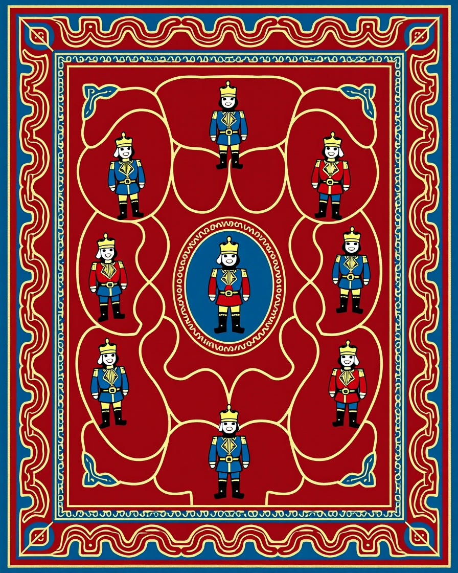 Regal Soldier Pattern On Red Rug