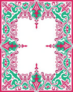 Ornate Floral Swirl Frame Design Rug
