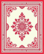 Vibrant Red Floral Mandala Pattern Rug
