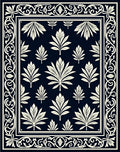 Classic Floral Scrollwork Navy Rug