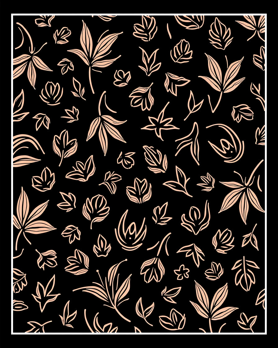 Botanical Sketchy Outline Warm Tones Rug