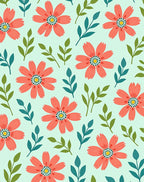 Coral Floral Leaf Pattern Rug