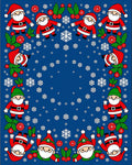 Whimsical Santa Claus Snowfall Blue Rug