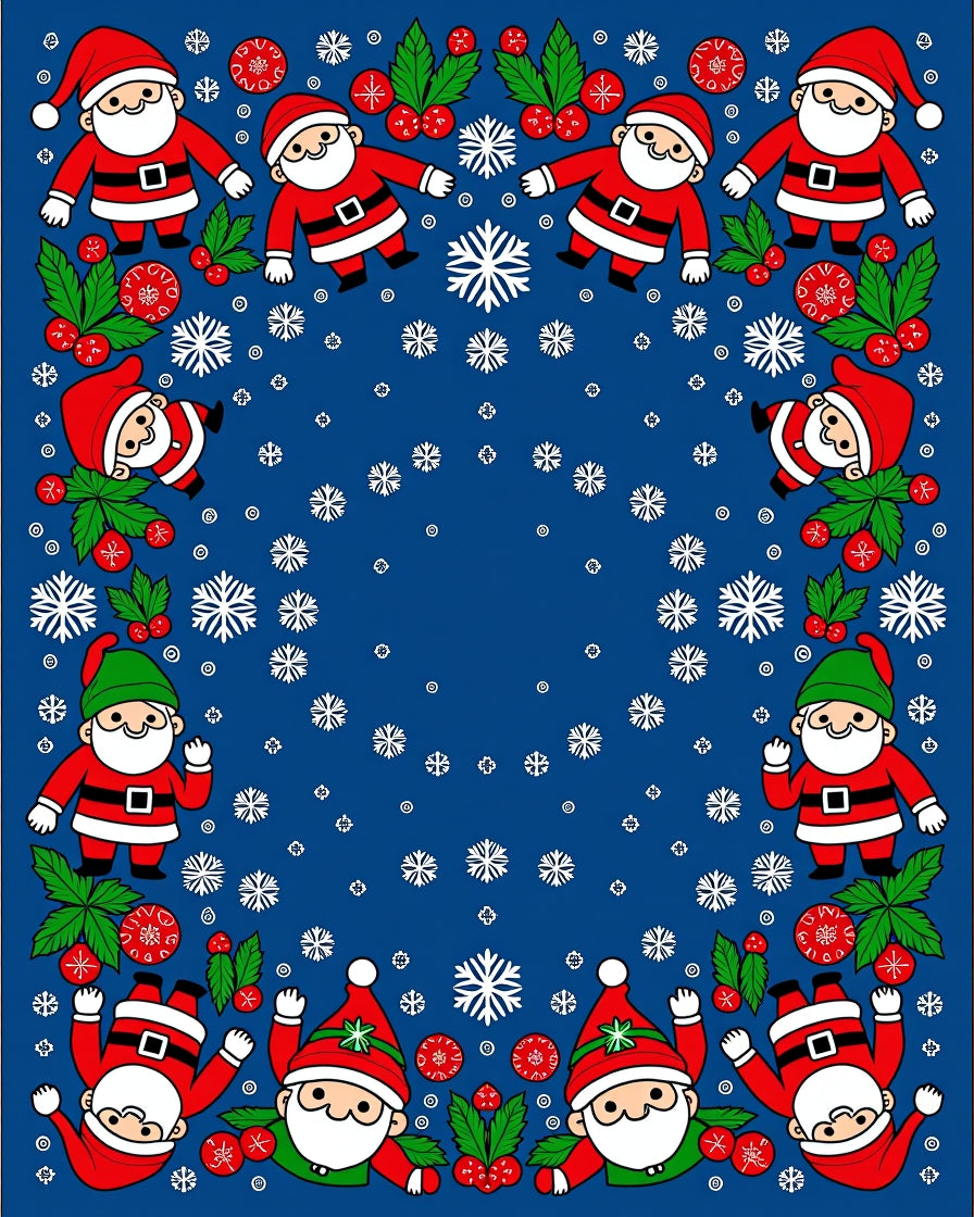 Whimsical Santa Claus Snowfall Blue Rug