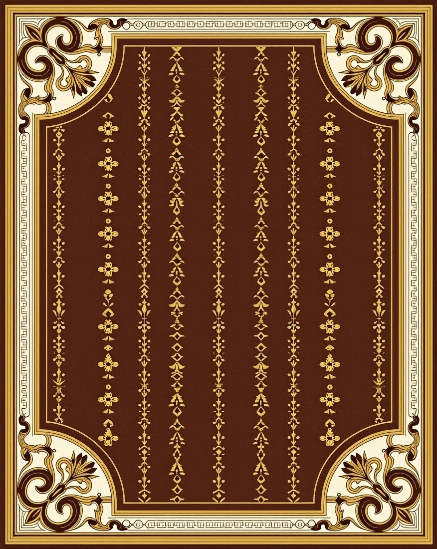 Regal Floral Stripe Border Design Rug