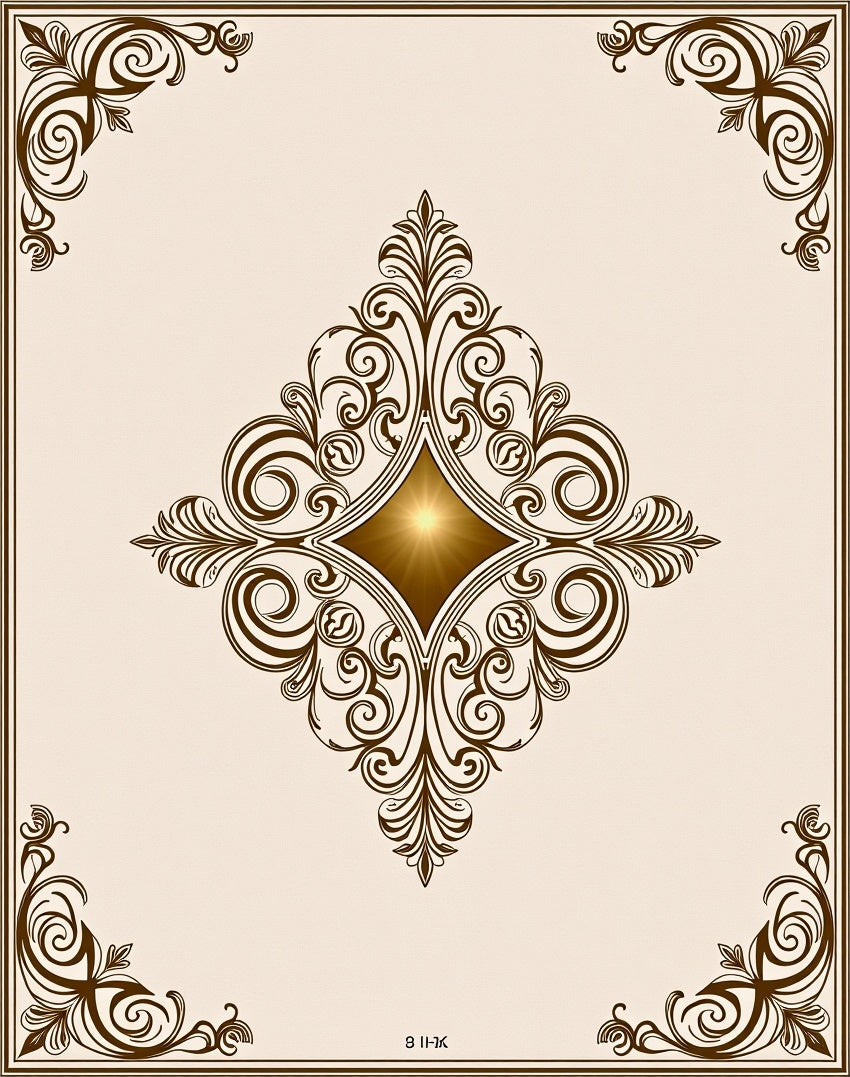 Elegant Brown Swirl Diamond Pattern Rug