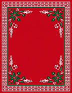 Red Holly Poinsettia Festive Rug