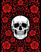 Gothic Skull Roses Pattern Rug