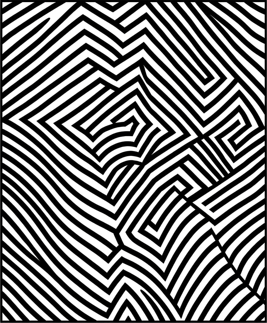 Dynamic Black White Striped Optical Rug