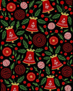 Red Bells Festive Holiday Pattern Rug