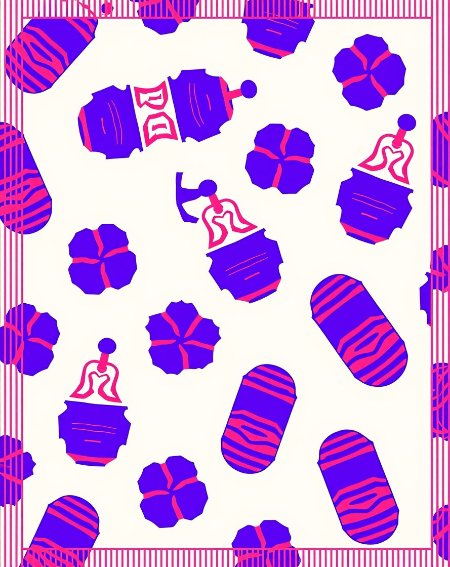 Bold Purple Pink Abstract Pattern Rug