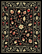 Rich Floral Acorn Decorative Design Rug
