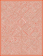Red Linear Intricate Maze Pattern Rug