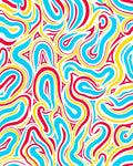 Vibrant Swirls Red Blue Yellow Pattern Rug