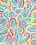 Vibrant Swirls Red Blue Yellow Pattern Rug