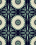 Floral Mandala Patterned Indigo Rug