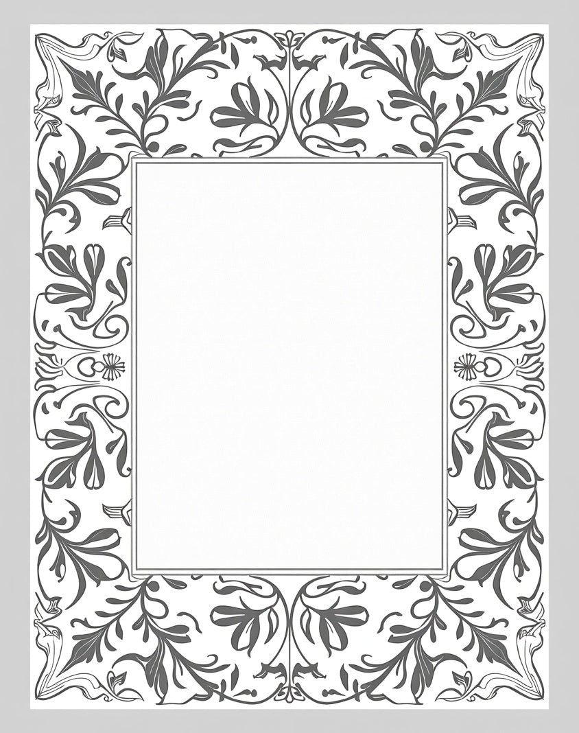 Ornate Floral Vine Border Design Rug