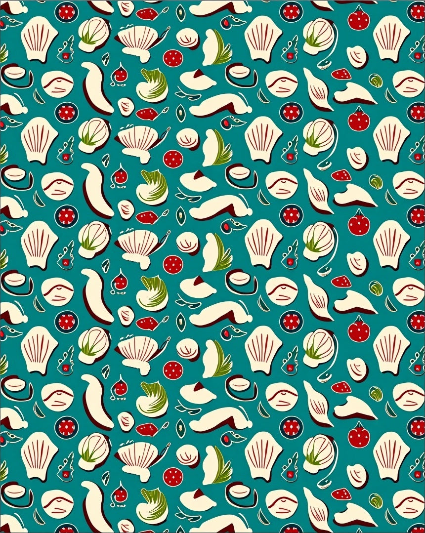 Abstract Seafood Botanical Pattern Rug