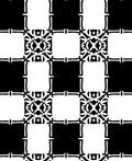 Black White Interlocking Square Medallion Rug