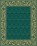 Art Nouveau Scrollwork Green Floral Rug