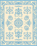Light Blue Ornamental Scrollwork Medallion Rug