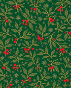 Green Red Berry Leaf Holly Sprigs Rug