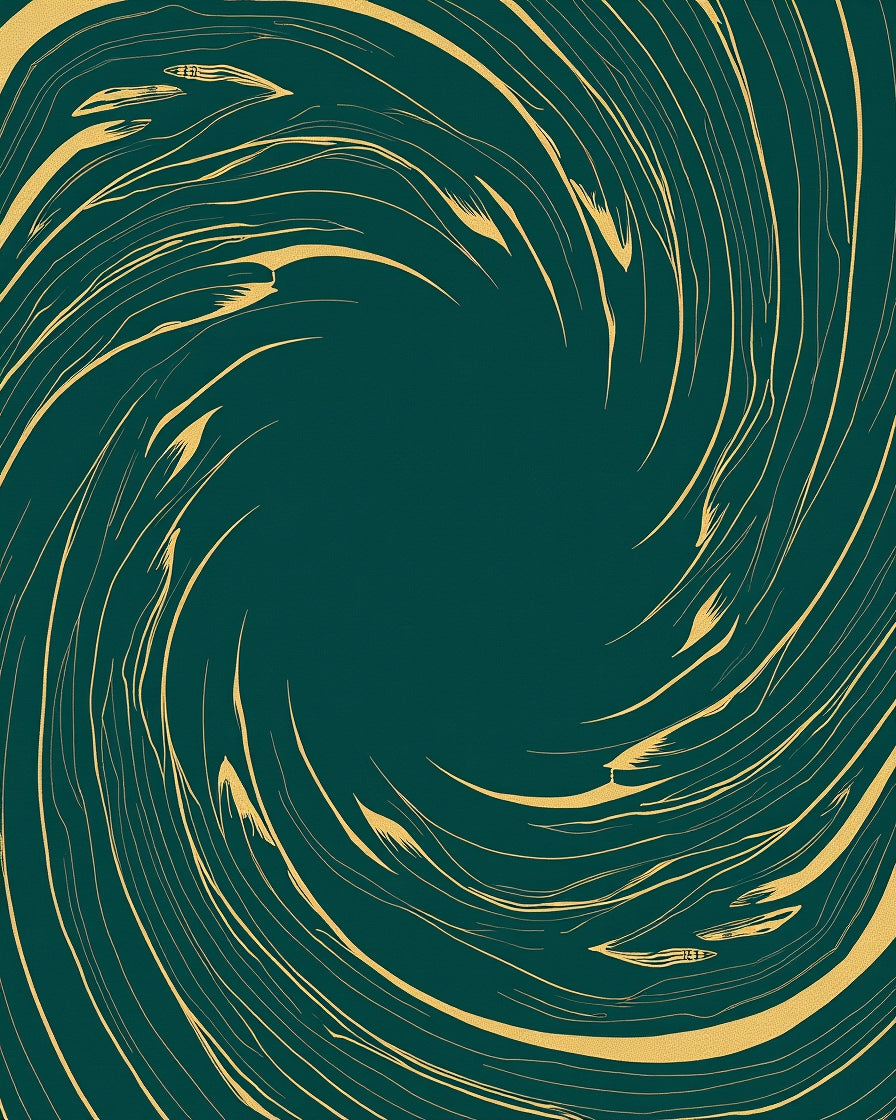 Deep Teal Swirling Abstract Art Rug