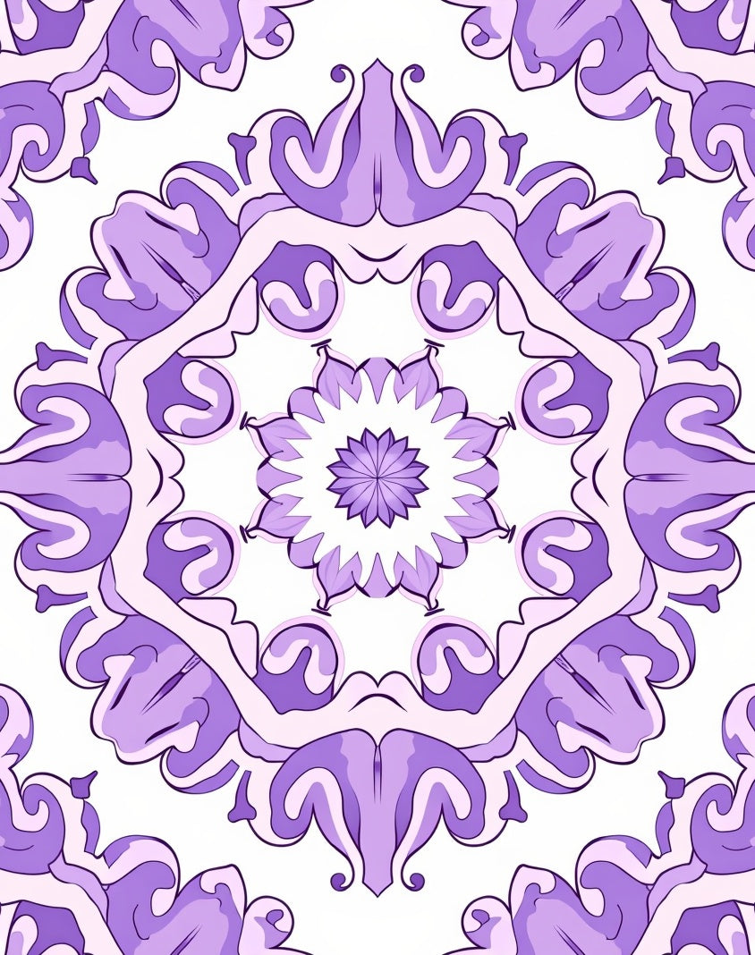 Lavian Purple Mandala Pattern Rug